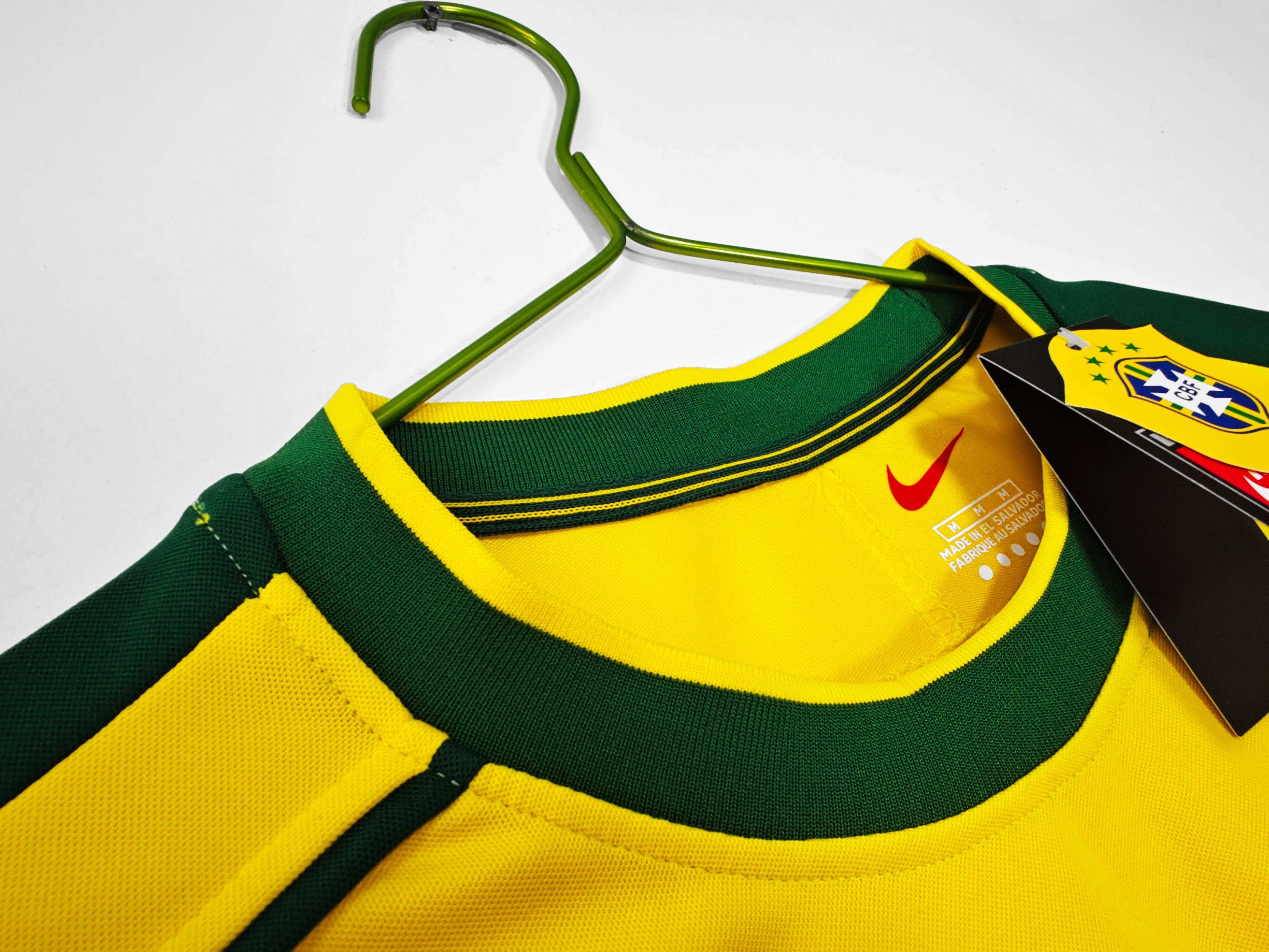 Maillot Brésil 1998 Jaune Manches Longues - Édition Vintage Officielle - JERSEY 
