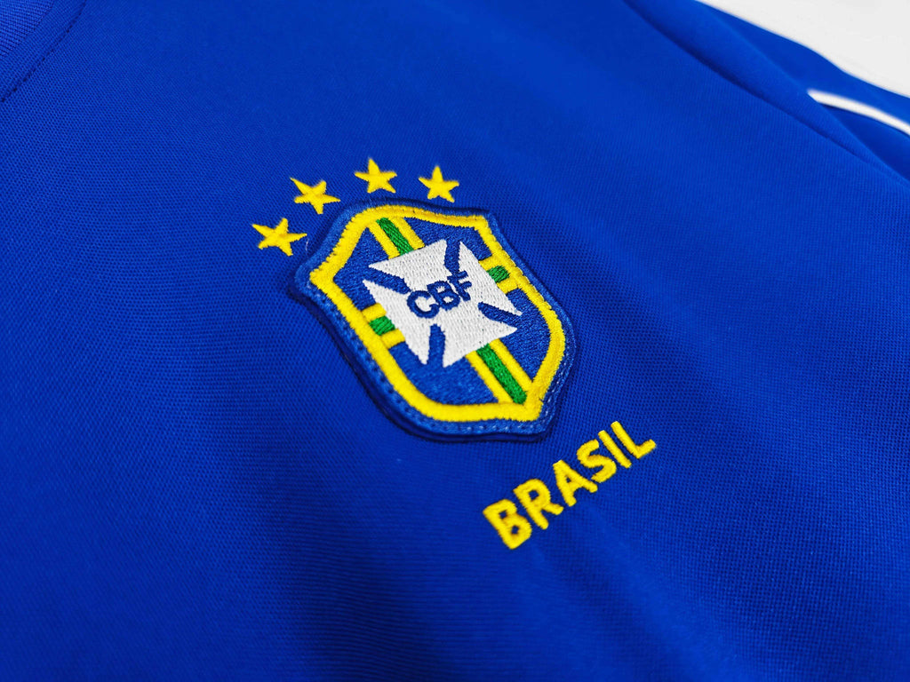 Maillot Brésil 1998 Bleu Manches Courtes - Édition Vintage Officielle - JERSEY 