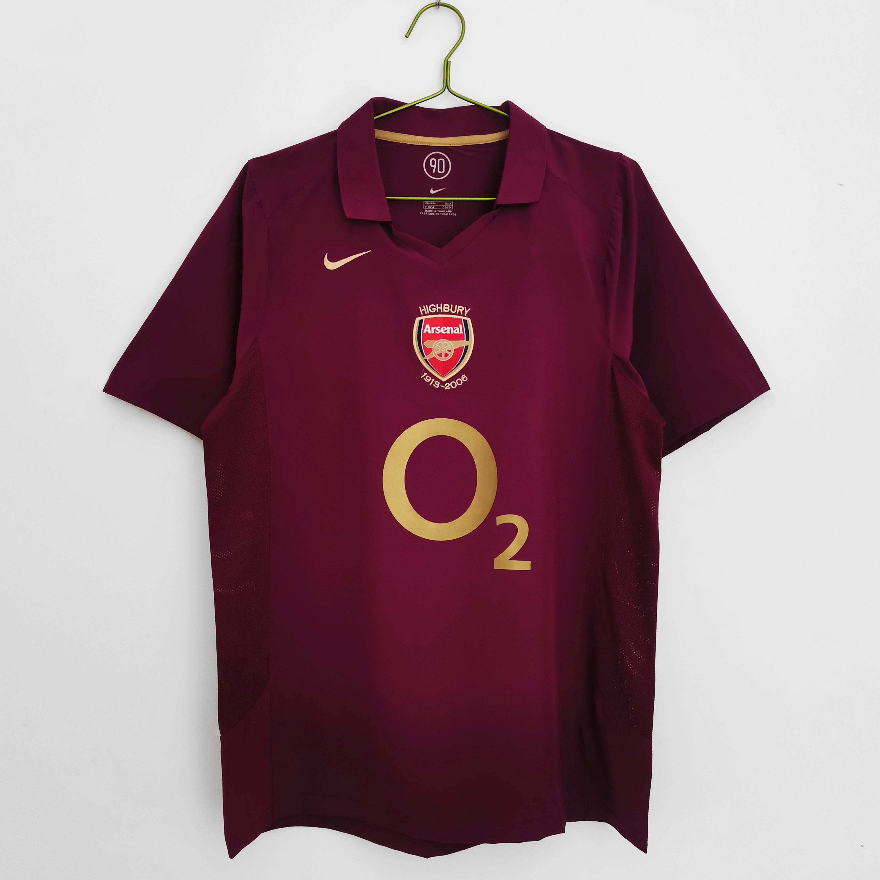 Maillot Arsenal 2005/06 Rouge Bordeau Highbury Final Season - Édition Vintage Officielle - JERSEY 