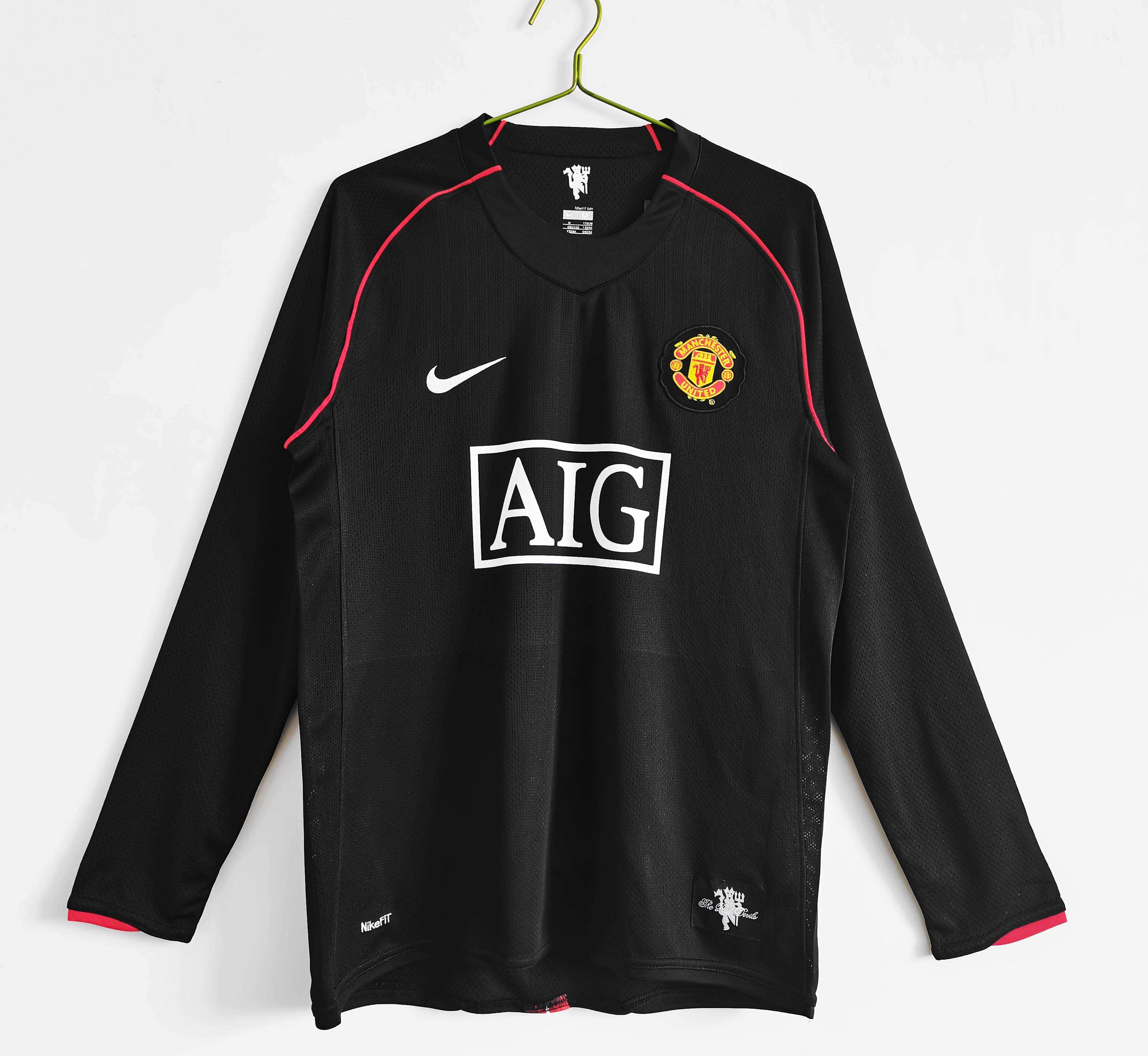 Maillot Manchester United Noir 2007/2008 Rétro Officiel Édition Vintage - JERSEY 