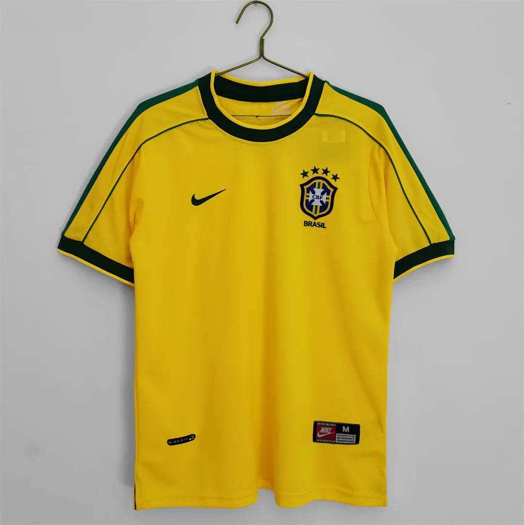 Maillot Brésil 1998 Jaune Manches Courtes - Édition Vintage Officielle - JERSEY 