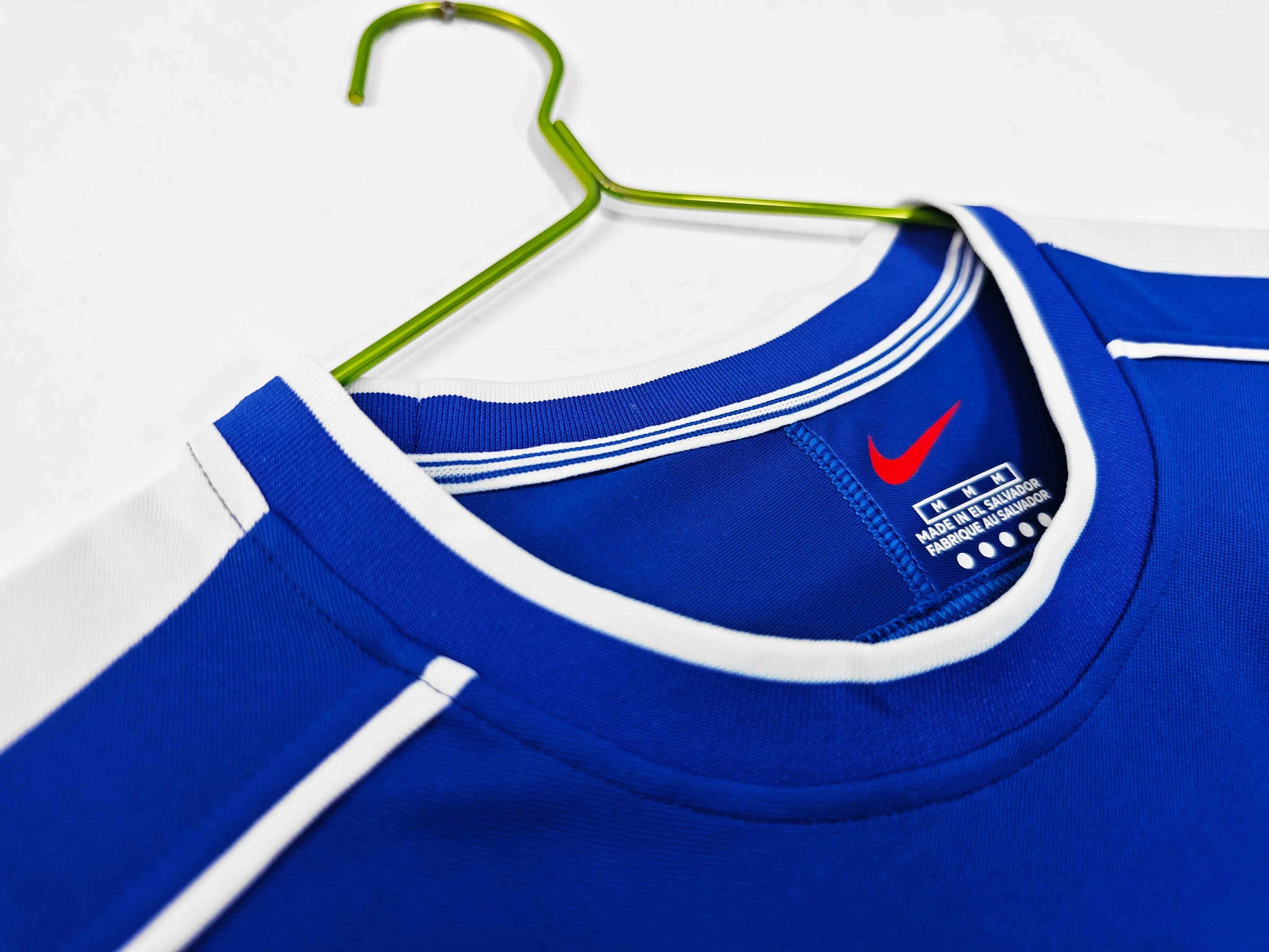 Maillot Brésil 1998 Bleu Manches Courtes - Édition Vintage Officielle - JERSEY 