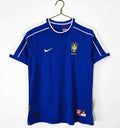Maillot Brésil 1998 Bleu Manches Courtes - Édition Vintage Officielle - JERSEY 