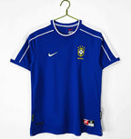 Maillot Brésil 1998 Bleu Manches Courtes - Édition Vintage Officielle - JERSEY 