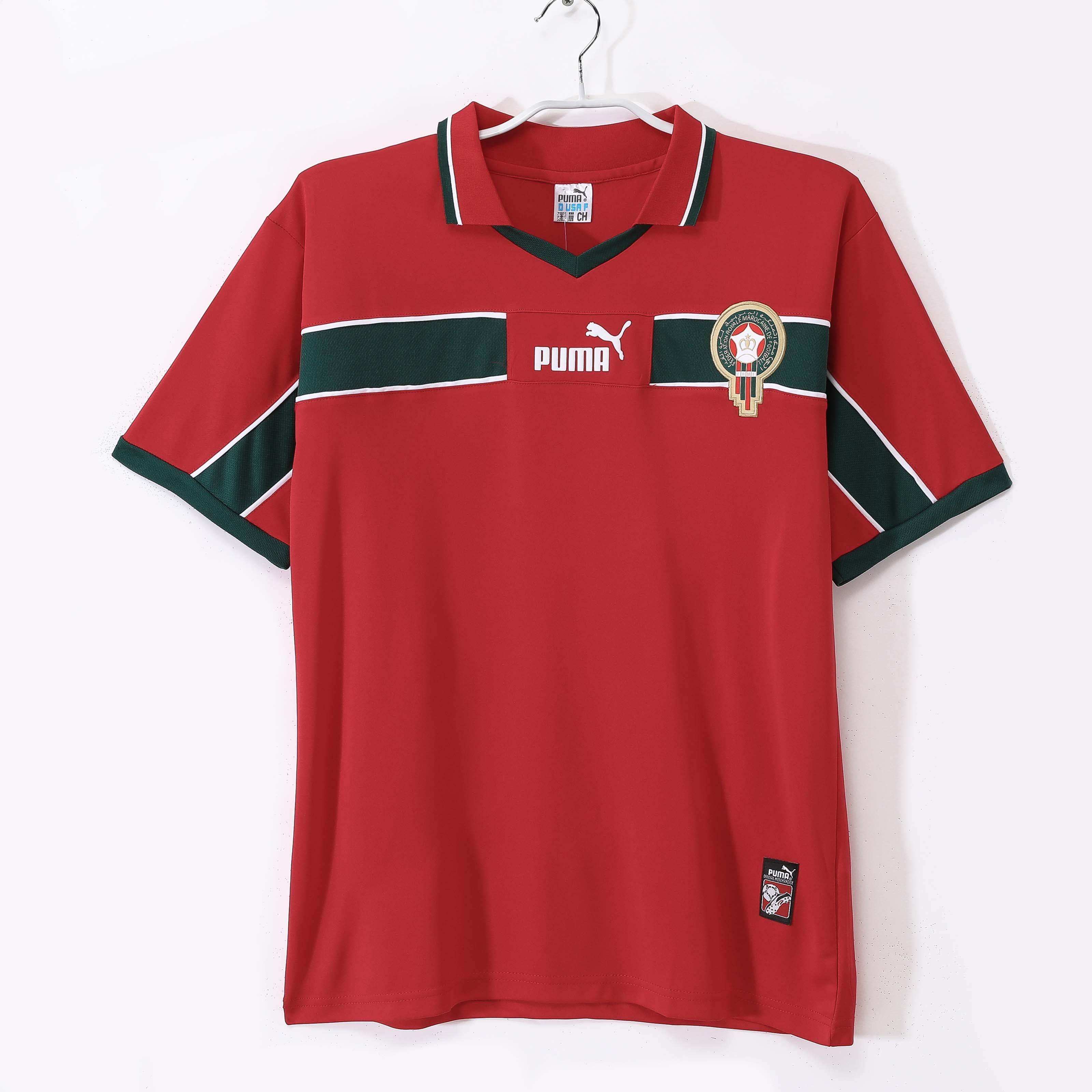 Maillot Maroc 1998 Rouge Vert - Édition Vintage Officielle - JERSEY 