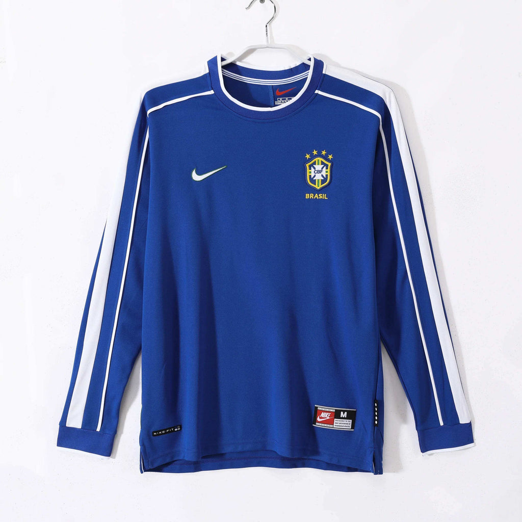 Maillot Brésil 1998 Bleu Manches Longues - Édition Vintage Officielle - JERSEY 